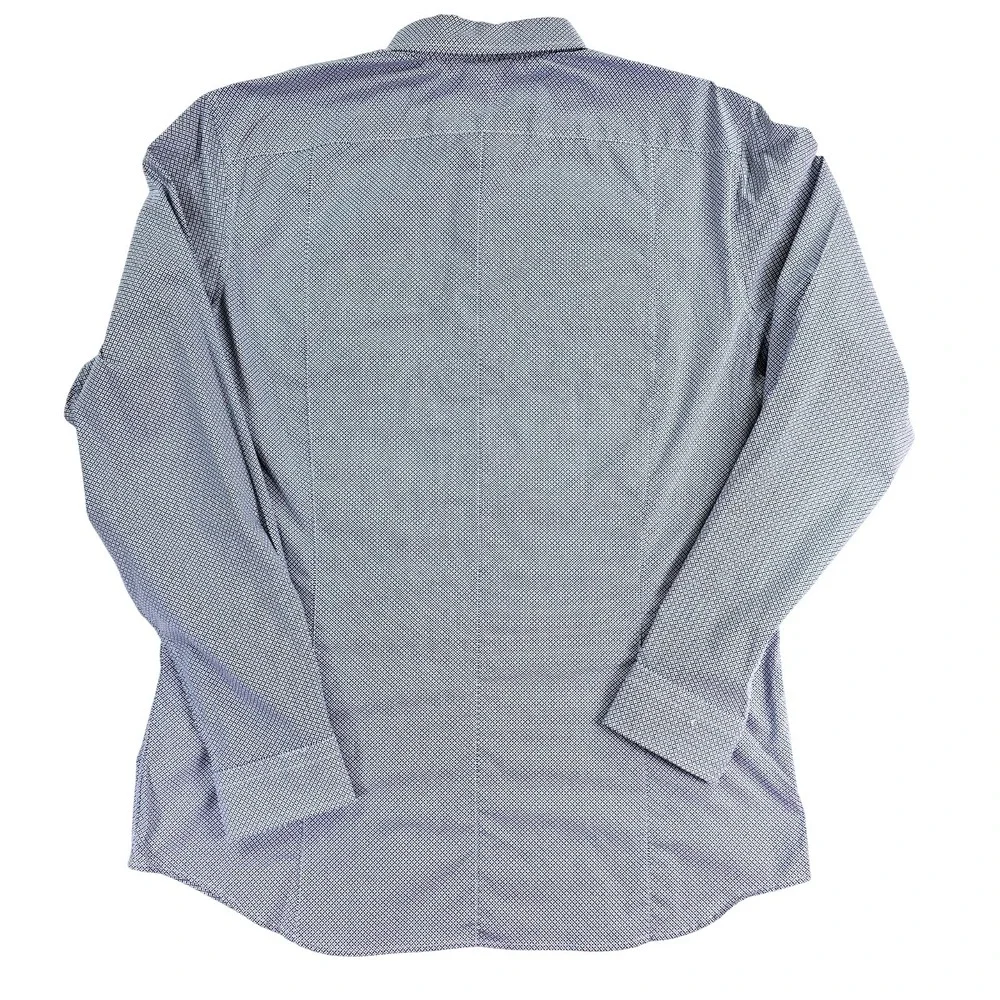 Banana Republic Slim Fit, XL Tall Button Up Long Sleeve‎ White Blue Print Shirt